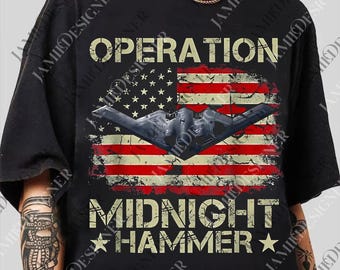Operation Midnight Hammer png, Digital File, B2 Stealth Bomber Military Graphic, Patriotic Veteran Gift, USA Apparel png