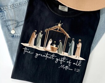 The Greatest Gift Matthew 1 21 PNG, Christian Nativity Scene Digital Download, Faith Based Christmas Clipart
