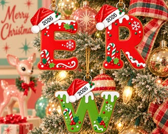 Adorno navideño acrílico Erw 2026, adorno retro para árbol con forma de bastón de caramelo, regalo para amantes de lo original, recuerdo navideño 2026