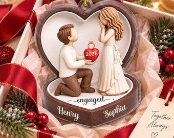 Engaged Acrylic Christmas Ornament, Wedding Engagement Tree Ornament, Newlywed Gift, Couples Keepsake 2026
