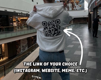 Unisex QR Code  Hoodie, Custom QR Code Hoodie, Personalized QR Code Hoodie