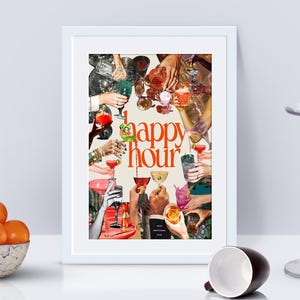 Happy Hour Cocktail Poster: Vibrant Drinks Bar Cart Art (Digital Download)