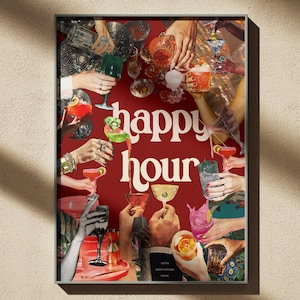 Cocktailmuurkunst, digitale happy hour-poster, afdrukbaar drankjerecept, grappig barwagendecor, instant download, Cheers Party Kitchen Artwork