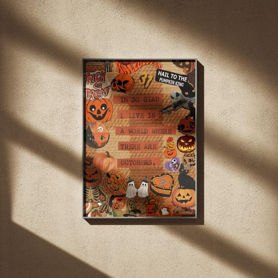 Vintage Halloween Wall Art - Pumpkin Patch Painting