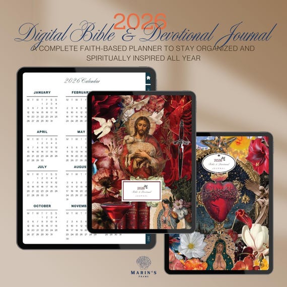 Christian Journal: 2026 Bible Verse Calendar, Digital Bible & Devotional Planner, Faith Printable Download