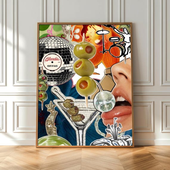 Retro Martini Print: Disco Ball Bar Cart Art (Digital Download)