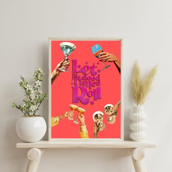 Cocktail Wall Art, Digital Happy Hour Poster, Printable Drink Recipe, Funny Bar Cart Decor, Instant Download, Cheers Party Kitchen Artwork