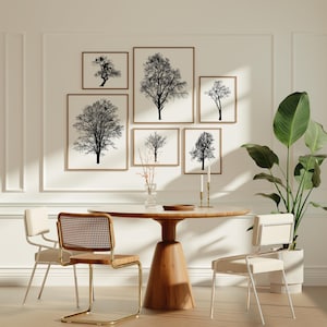 Vintage Tree Sketch Set of 6, Forest Print, Antique Tree Drawings, Botanical Art, Farmhouse Art Set, Nature Sketch, DIGITAL DOWNLOAD