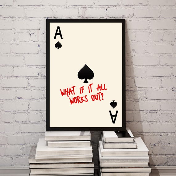 Ace of Spades Print, Playing Card Poster, Trendy Retro Art, Bar Decor, Kitchen Print Gift, Kitchen Aesthetic Decor, Modern Home Gallery Wall