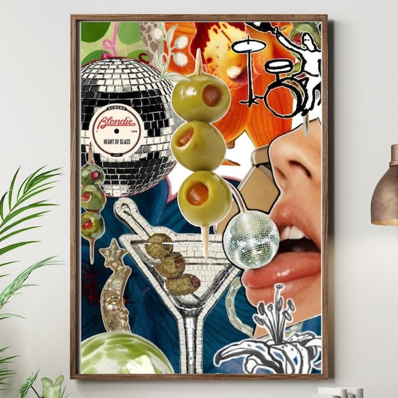 Retro Disco Cocktail Wall Art - Digital Printable Download - Funky Martini Poster - Bar Decor - 70s Aesthetic - Instant Art Print