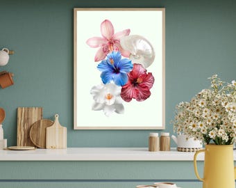 Impression d'art floral rétro : décoration murale florale bohème (téléchargement numérique)