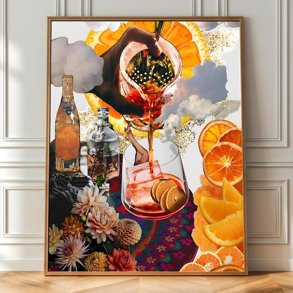 Surreal Cocktail Print: Maximalist Bar Cart Art (Digital Download)