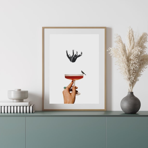 Surrealism Digital Poster, Vintage Cocktail Print, Digital Download, Kitchen Printable Wall Art, Home Decor, Classic Cocktail Digital Print