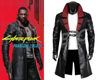 Cyberpunk 2077 Phantom Liberty Solomon Cosplay Costume Black Leather Coat