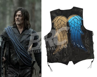 Daryl Dixon Colorful Wings Vest, The Walking Dead Cosplay Leather Vest