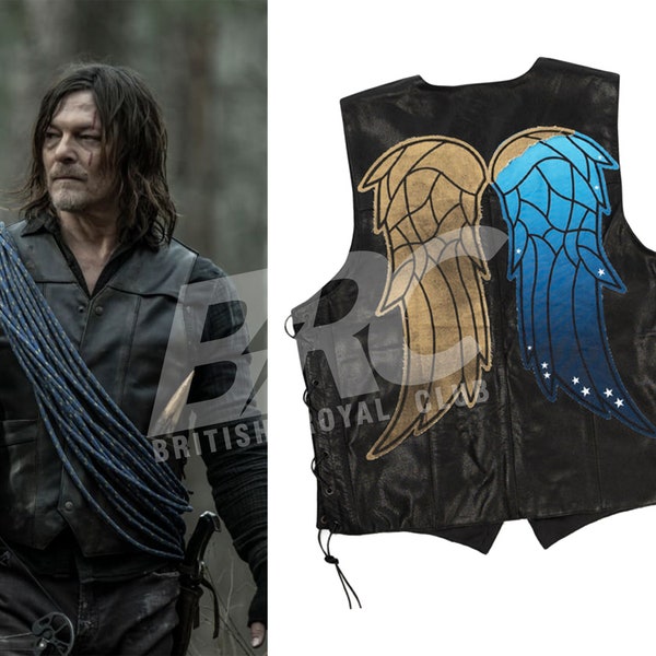 Daryl Dixon Colorful Wings Vest, The Walking Dead Cosplay Leather Vest