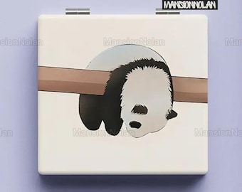 Cute Panda Compact Mirror, Panda Makeup Mirror, Compact Mirror, Custom Mirror, Mirror For Travel, Gifts For Her, Pocket Mirror