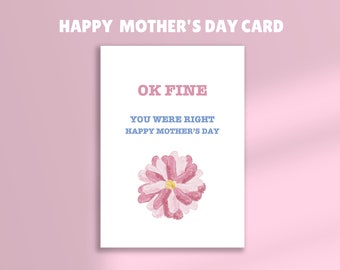 Mother's Day Card, Printable Mother's Day Card, Funny Mother's Day Card, Card for Family, Mom, Mother's Day Card Gift, Mother's Day Gift