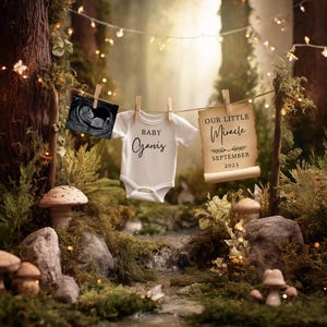 Fairytale Mushroom Pregnancy Announcement: Enchanted Forest, Editable Canva Template (Digital Download)