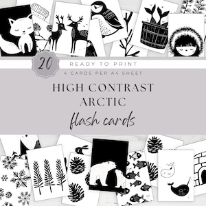 Flashcards sensoriais de alto contraste com tema Ártico para bebês Download digital Atividade Montessori para bebês Imprimir em casa Download instantâneo DIY