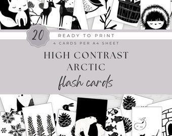 Arctic Theme High Contrast Sensory Flashcards for Baby Digital Download Montessori Activity for Babies Print at Home Instant Download DIY