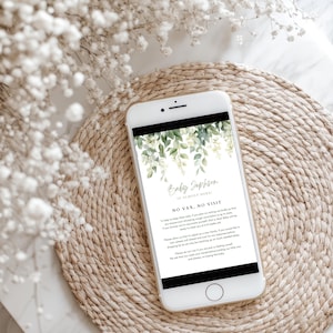 Neutrale salie bloemen pasgeboren regels voor bezoek, geen vax geen bezoek, digitale canvassjabloon, bewerkbare postpartum bezoeker, baby aankomst digitaal