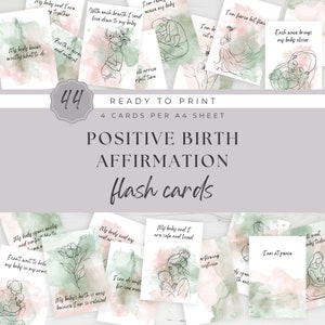Cartes imprimables d'affirmation positive de la naissance, citations d'accouchement à domicile, grossesse et accouchement, téléchargement hypnose, aquarelle rougir et sauge