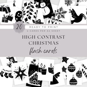 Weihnachten Thema hohe Kontrast Sensorische Karte für Baby Digital Download Montessori Aktivität für Babys Druck zu Hause Sofortiger Download DIY