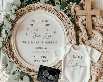 Minimal Religious Pregnancy Announcement, Christian Spring Baby Gender Reveal, Prayer Bible Verse Styled Photo Scene Social Media Post Edit