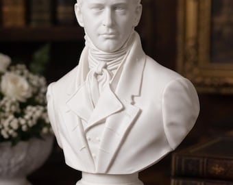 Buste de Darcy – Orgueil et Préjugés – Sculpture décorative en PLA blanc – Style classique – Impression 3D