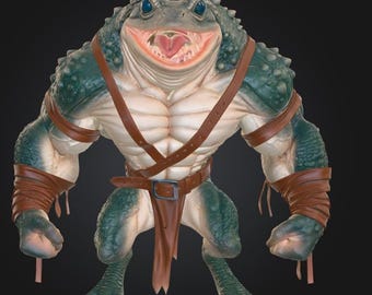 Archivo STL de Guerrero Hombre Lagarto – Figura de fantasía musculosa – Miniatura de RPG – Modelo de resina imprimible en 3D