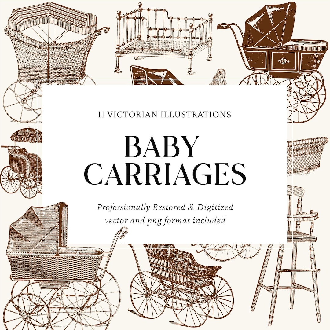 Vintage Baby Carriage Engravings – 11 PNG & SVG Vector Illustrations ...