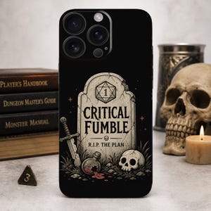 Critical Fumble Phone Case, Funny Tabletop RPG D20 Gamer Case for iPhone 17 16 15 14 13 12 11 Pro Max X case, Samsung S23 S24 S25 S26 Ultra
