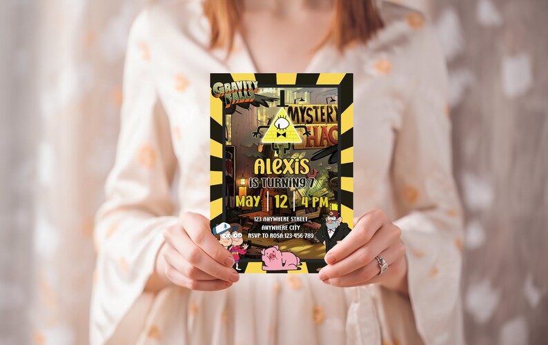 Editable Gravity Falls Birthday Invitation Template, Printable Birthday ...