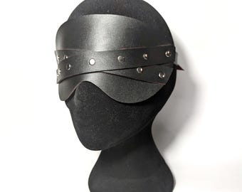 Máscara de venda para os olhos com rebites / Couro genuíno ou couro vegano