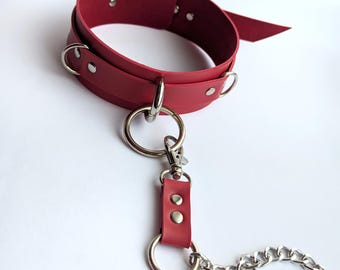 Halsband Leder Choker mit Leine Verstellbar Handmade Statement Accessoire
