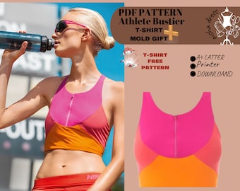 Sporty Crop Top with Front Closure and Bonus T-Shirt Pattern Set | Sizes 36-42 | Digital Download"