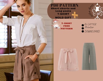 Shorts and Pants Pattern Set with Bonus T-Shirt Pattern - Digital Sewing Patterns | Sizes 36-42 | Beginner to Intermediate"