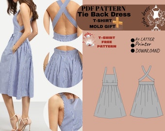 Back-Tied Dress & Bonus T-Shirt Pattern Set | Sizes 36-42 | Digital Sewing Patterns&quot;