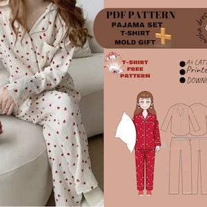 Loungewear PJ Shirt & Pant // Sizes 10, 12, 14 // Style Arc PDF Women's Sewing Patterns for a P.J. Shirt and Bottom