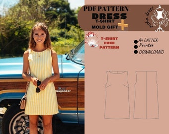 Buttonless Straight Dress Pattern with Bonus T-Shirt Pattern Set - Sizes 36-42 | Digital Sewing Pattern&quot;