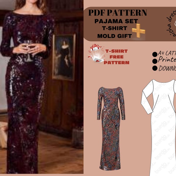 Sequin Embellished, Open Back Mermaid Dress: A Subtle Touch of Elegance and Glamour Evening Bakless Gown DressPDF Sewing Patterns for women