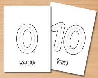 0 to 10 Numbers Tracing Worksheets, Number Tracing, Handwriting Letters, Printable Pre-K Preschool Homeschool Kinder Workbook, Color Numbers