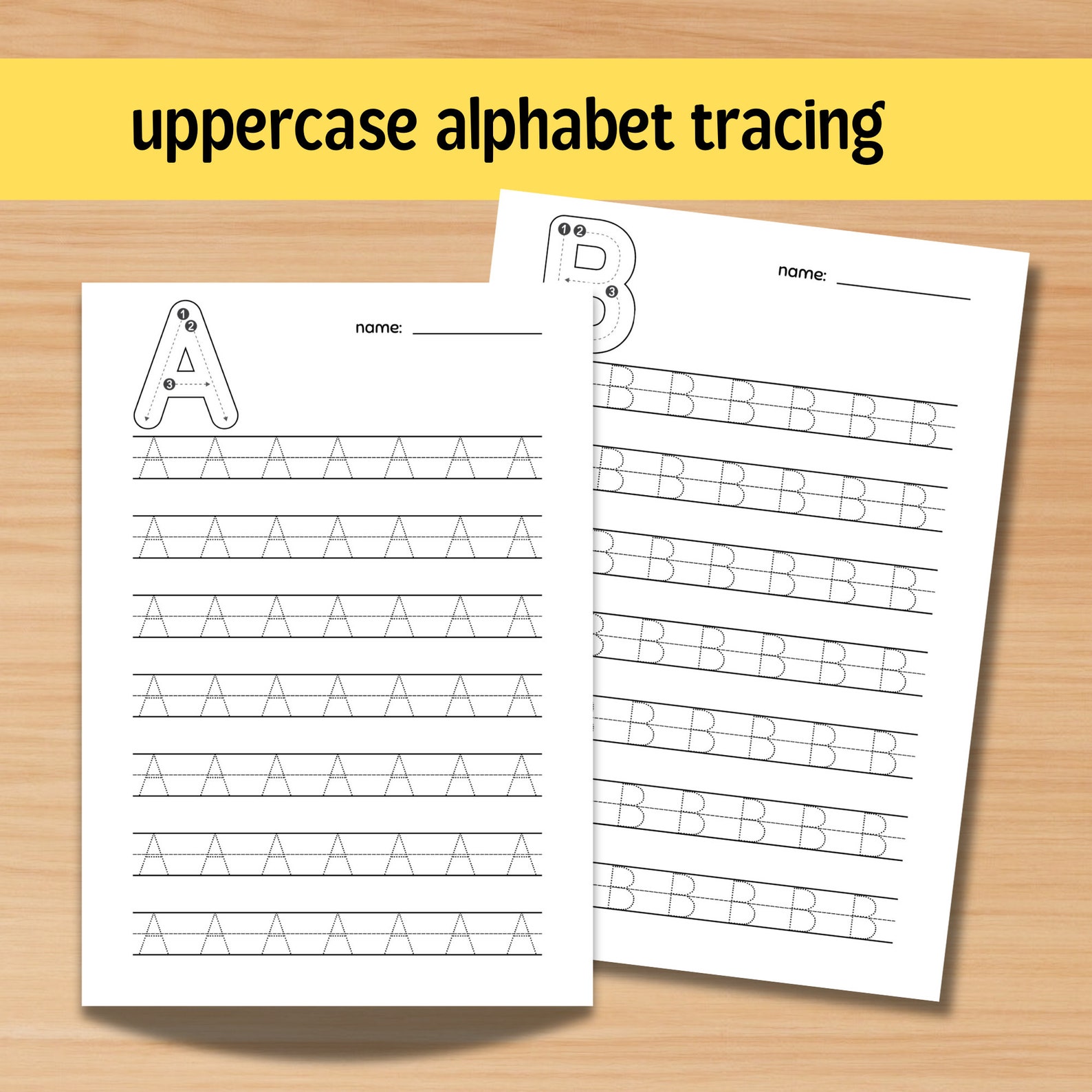 Alphabet Tracing Worksheets, Uppercase Letter Handwriting Practice, 26 ...