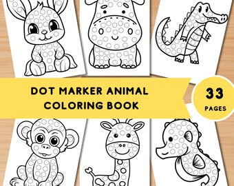 Animal Dot Marker Coloring Book, Dot Marker Animal Coloring Pages, Do a dot activity, Toddlers Dot Coloring, Printables Kids Coloring Pages