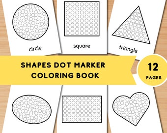 Shapes Dot Marker Coloring Pages for Kids, PreK Do a Dot Activity, Dot Marker Shapes , Toddlers Dot Coloring, Preschool Fine Motor Activity