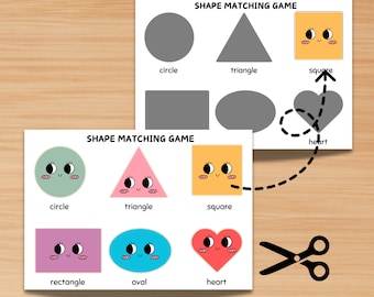 Shape Matching Printable for Toddler, Match The Shapes, File Folder Busy Book, Shape Matching Activities Toddler, Preschool Learning Binder
