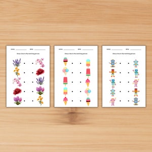 40 Matching Worksheets, Preschool Matching Activity for Kids, Printable Toddler Busy Book, Color Number Planet Animal Matching,Matching Game image 7