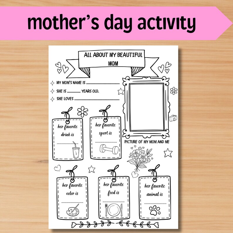 Printable Mothers Day Activity for Kids All About My Mom Printable