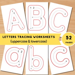Planilhas de rastreamento de letras, rastreamento de alfabeto, letras manuscritas, pré-escola para impressão em casa, letras maiúsculas e minúsculas coloridas